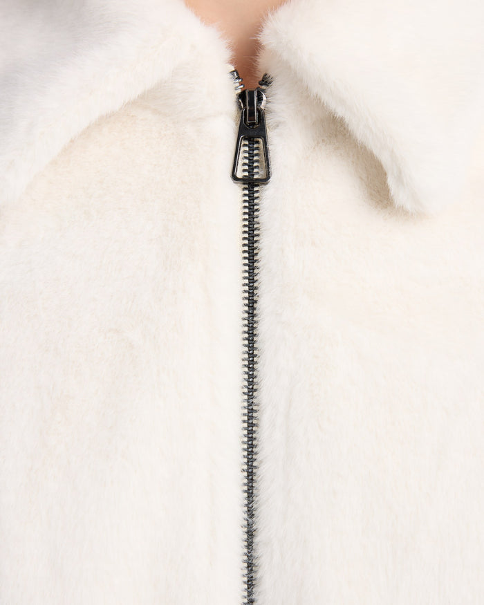 Ivory $|& Love Token Faux Fur Jacket - SOF Detail