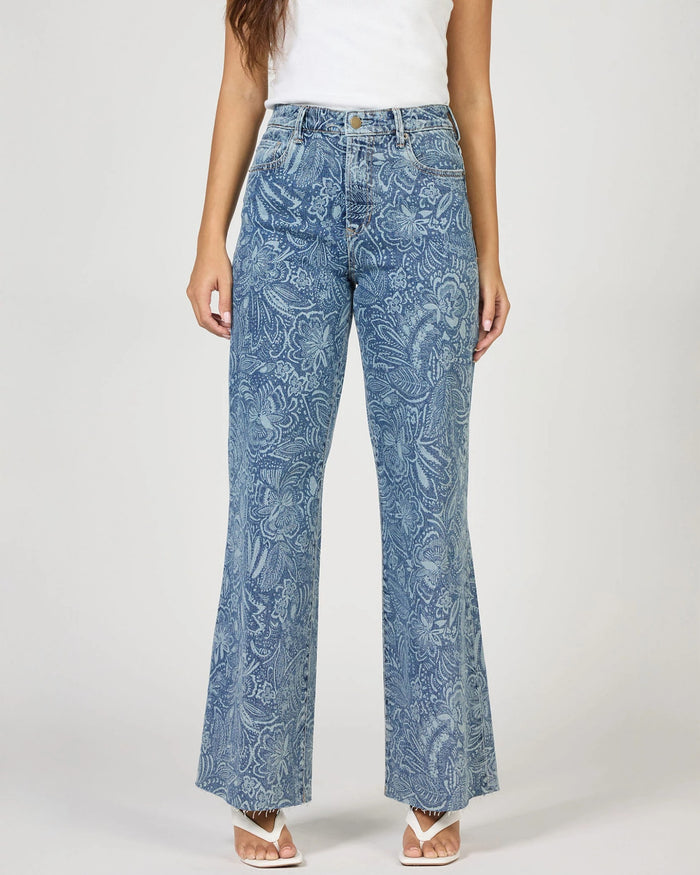 Avalon $|& Dear John Fiona High Rise Printed Wide Leg Jeans - VOF Detail