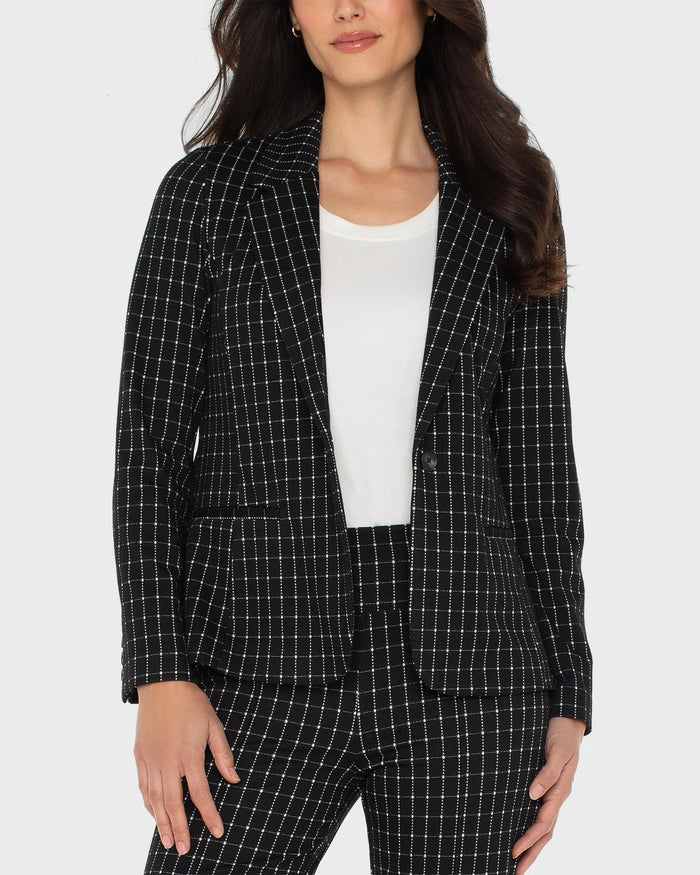 Black/White Windowpane Check $|& Liverpool Fitted Blazer - VOF Detail