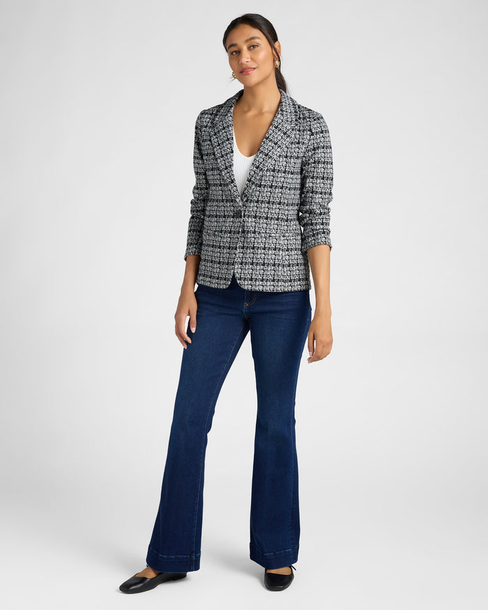 Black Grey Plaid $|& Liverpool Fitted Blazer - SOF Full Front