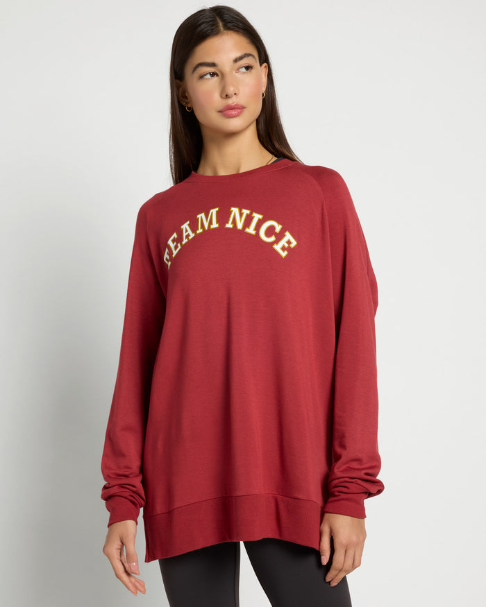 Rosewood $|& Interval Flex Fleece Graphic Pullover Team Nice - SOF Front