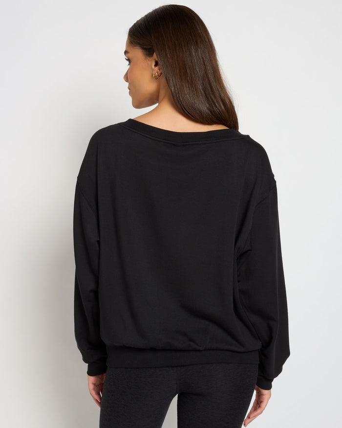 Black $|& Interval Flex Fleece One Shoulder Pullover - SOF Back