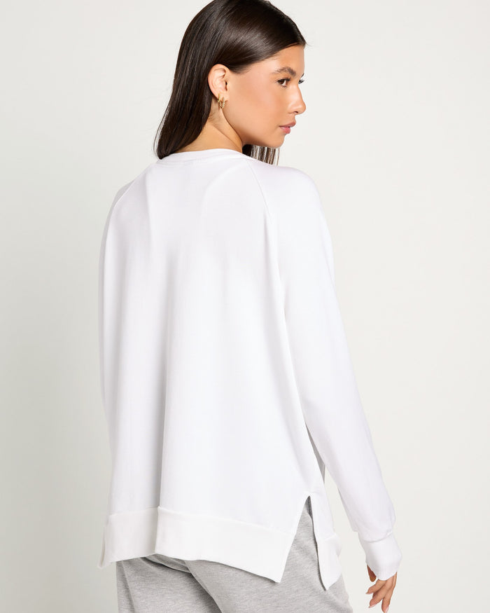 White $|& Interval Flex Fleece V-Neck Top - SOF Back