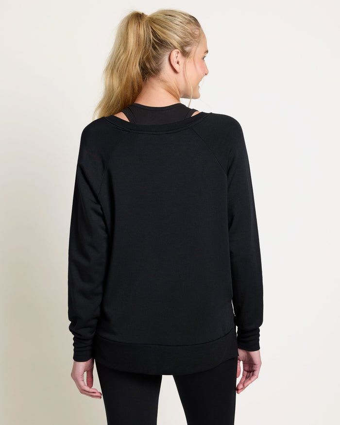 Black $|& Interval Flex Fleece V-Neck Top - SOF Back