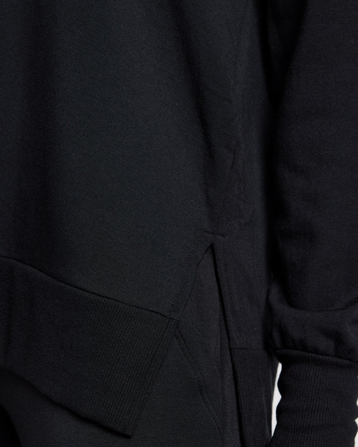 Black $|& Interval Flex Fleece V-Neck Top - SOF Full Front