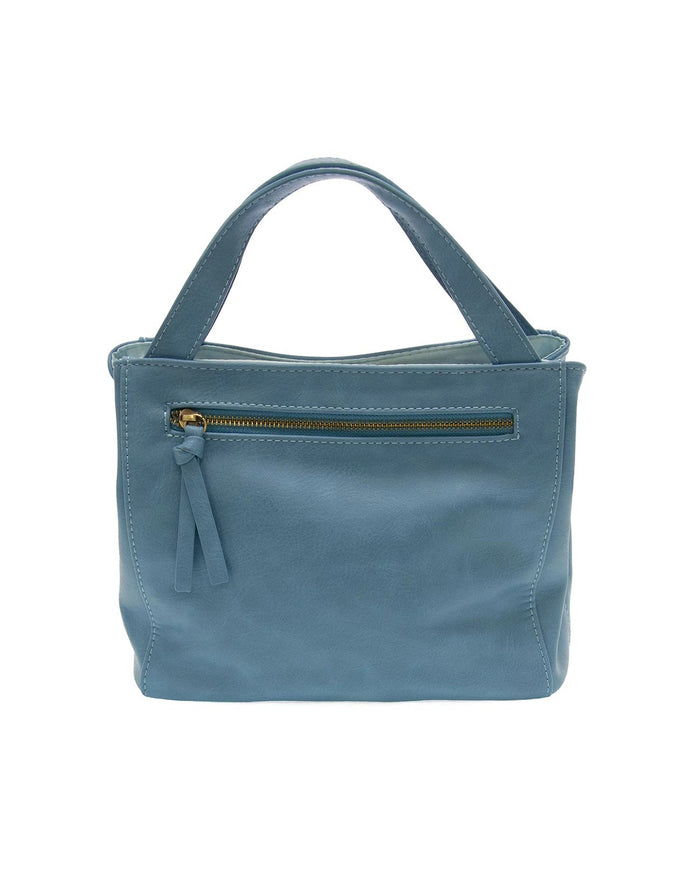 Tranquil Blue $|& Joy Susan Flora Laser Cut Out Crossbody Tote - Hanger Side