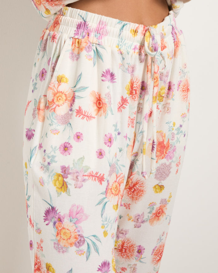Cream Floral $|& SEAS Floral Hacci Jogger - SOF Full Front