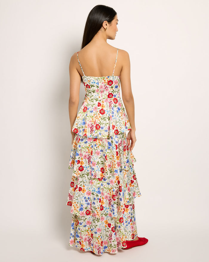 White Red $|& Skies Are Blue Floral Tiered Dress - SOF Back