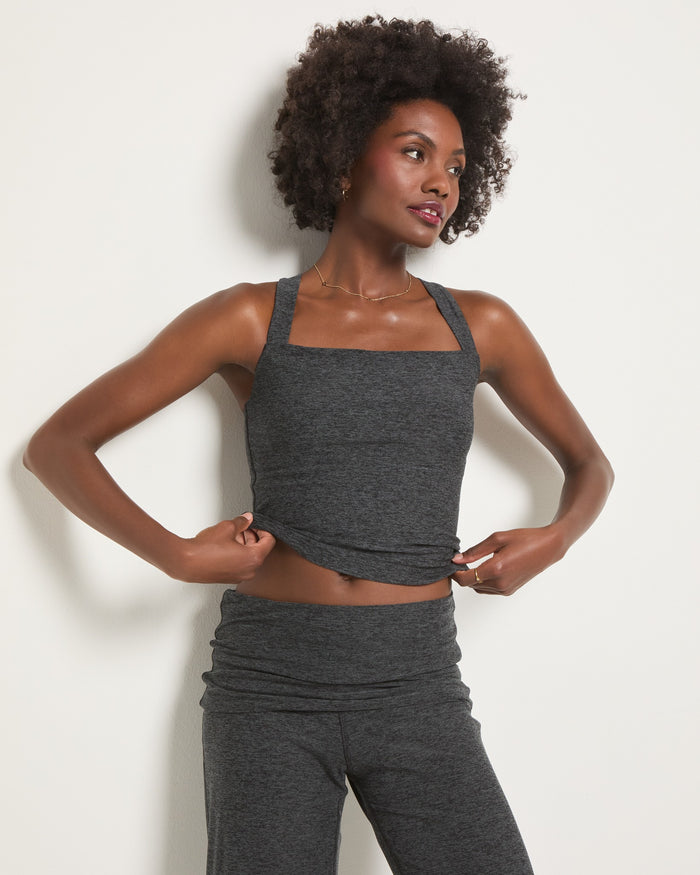 Heather Charcoal $|& Interval FlowHeather Drift Aura Tank - VOF Side