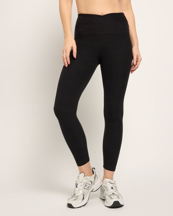 Night Sky Heather $|& Interval FlowHeather Sculpt Crossover Leggings - SOF Front