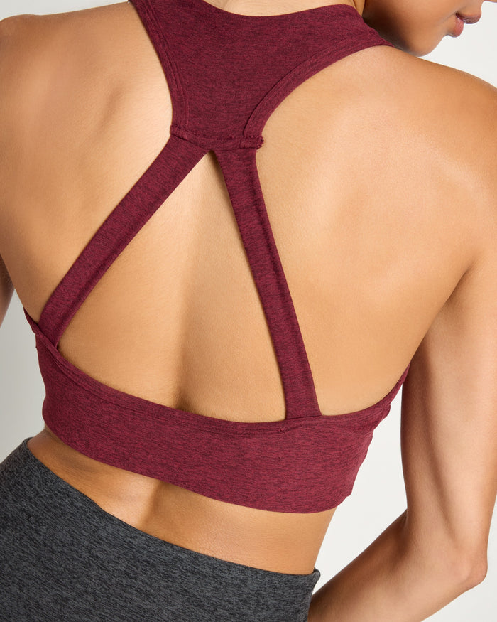Red Wine $|& Interval FlowHeather Sculpt Halo Bra - SOF Full Front