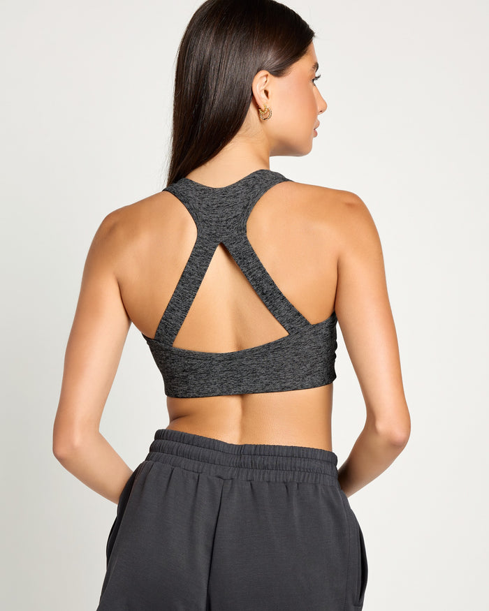 Heather Charcoal $|& Interval FlowHeather Sculpt Halo Bra - SOF Back