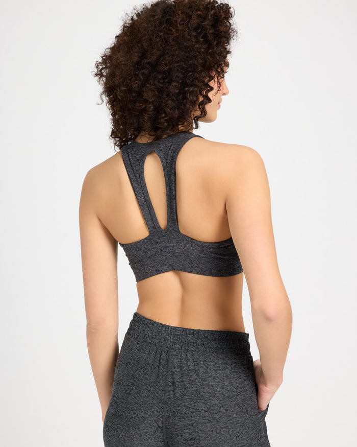 Heather Charcoal $|& Interval FlowHeather Sculpt Ivy Bra - SOF Back