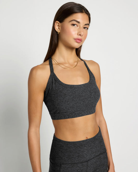 Heather Charcoal $|& Interval FlowHeather Sculpt Zest Bra - SOF Front
