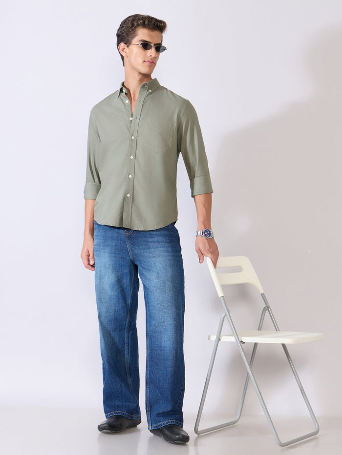 Flux - Relaxed Fit Oxford Shirt - Basil Green