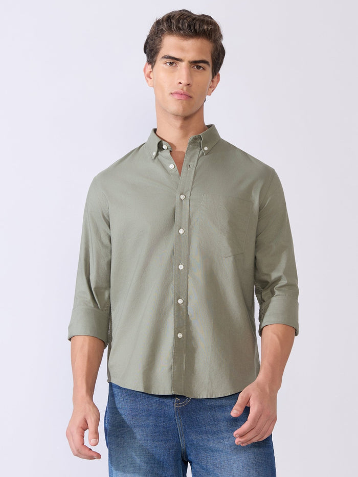 Flux - Relaxed Fit Oxford Shirt - Basil Green