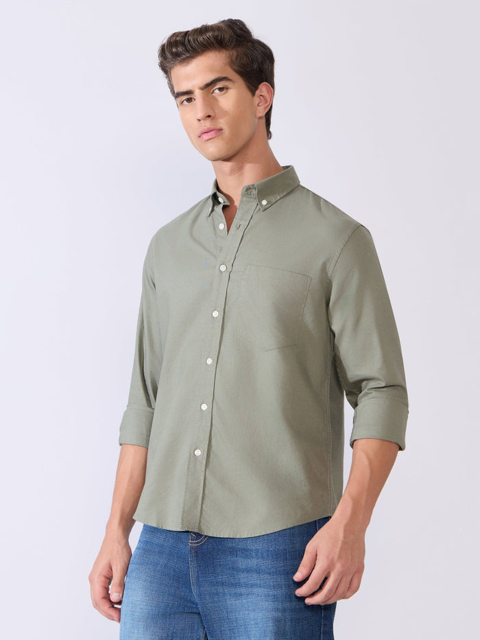 Flux - Relaxed Fit Oxford Shirt - Basil Green