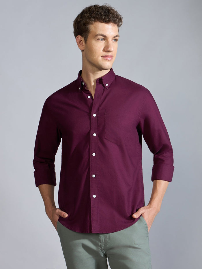 Flux - Relaxed Fit Oxford Shirt - Burgundy