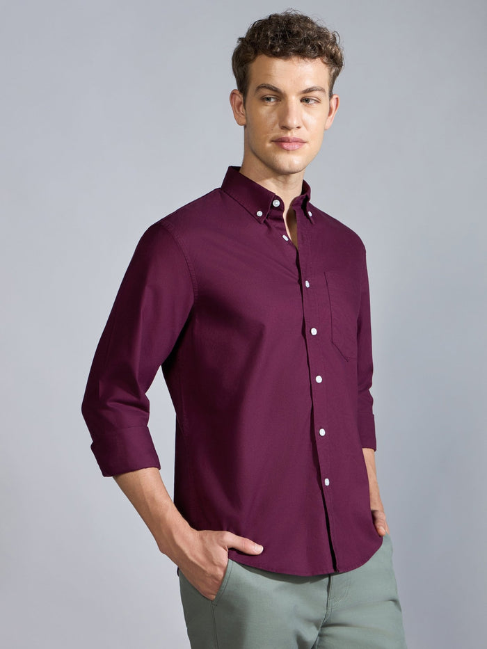 Flux - Relaxed Fit Oxford Shirt - Burgundy