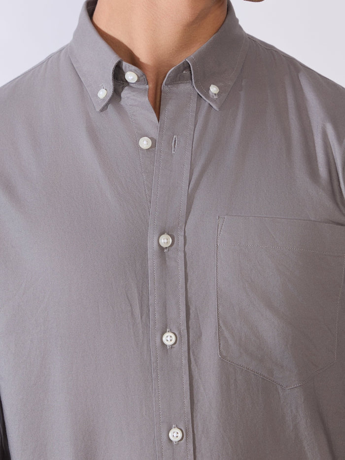 Flux - Relaxed Fit Oxford Shirt - Dark Grey