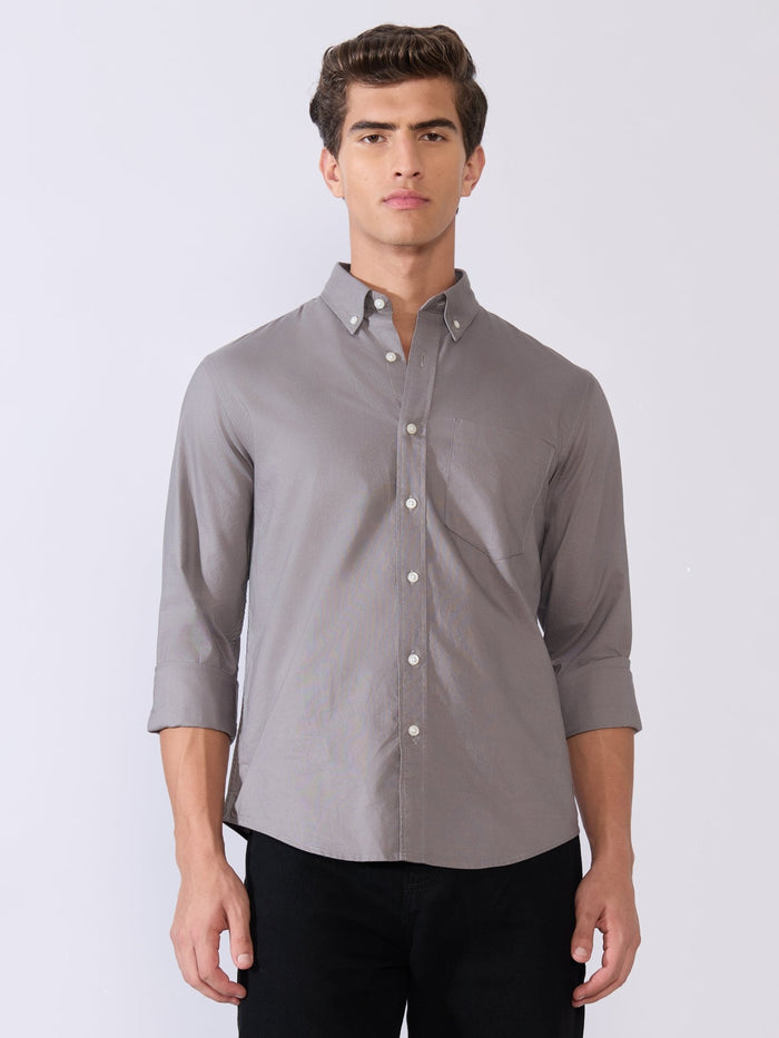 Flux - Relaxed Fit Oxford Shirt - Dark Grey