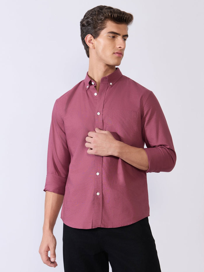 Flux - Relaxed Fit Oxford Shirt - Dark Purple