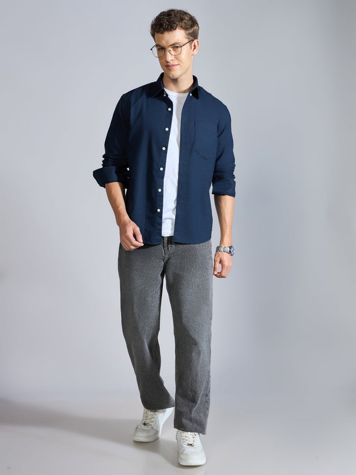 Flux - Relaxed Fit Oxford Shirt - Navy