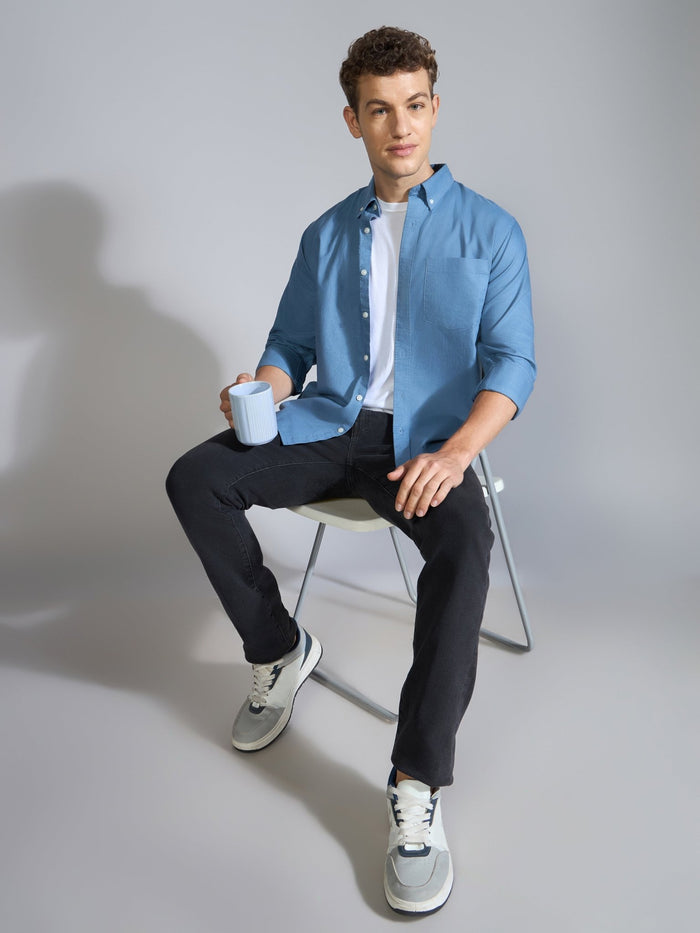 Flux - Relaxed Fit Oxford Shirt - Tex Blue