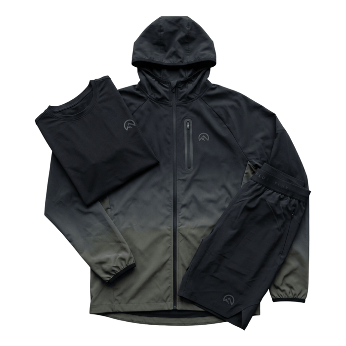 Flux Junior's 3 Piece Co Ord Set Black/Grey Jacket, T-Shirt & Shorts