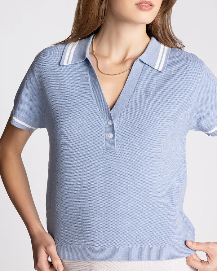 Chambray Blue $|& Thread & Supply Freefall Top - VOF Detail