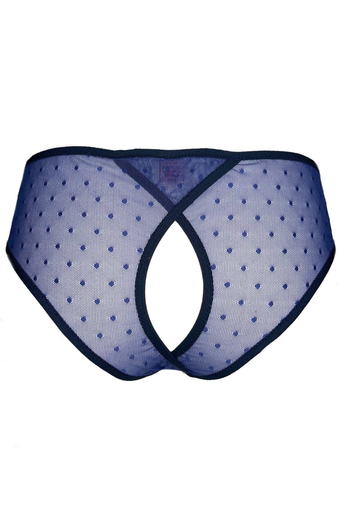 Frilly Blue dots slip panties - yesUndress