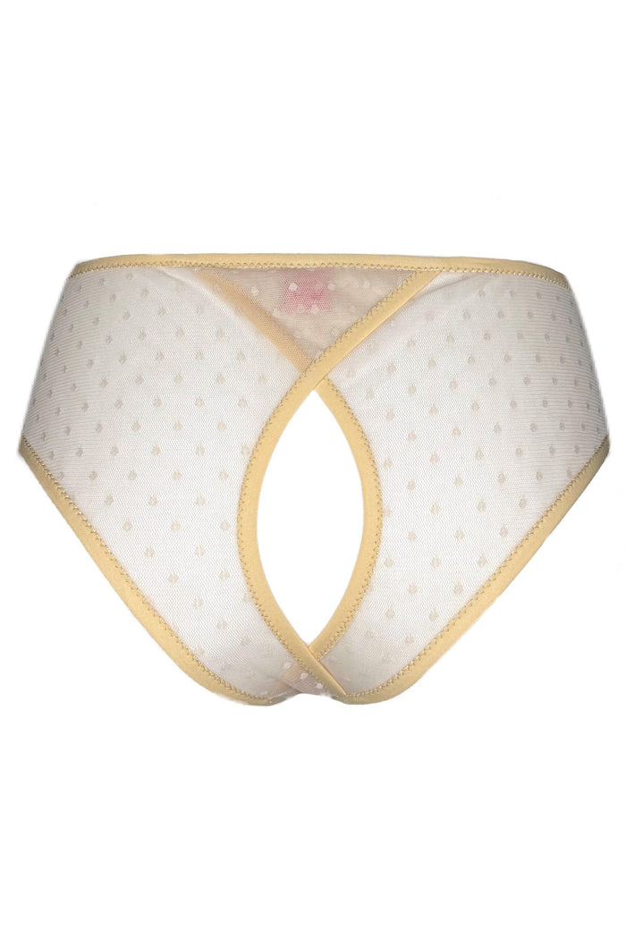 Frilly Cream dots slip panties - yesUndress