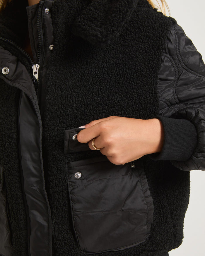 Black $|& Interval Game Day Sherpa Jacket - VOF Front