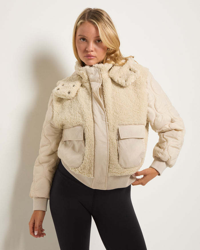 Cream $|& Interval Game Day Sherpa Jacket - SOF Front