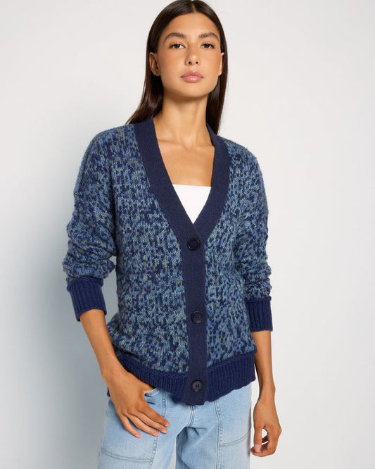 Mariner Midnight $|& SEAS Gemini V-Neck Cardigan - SOF Front