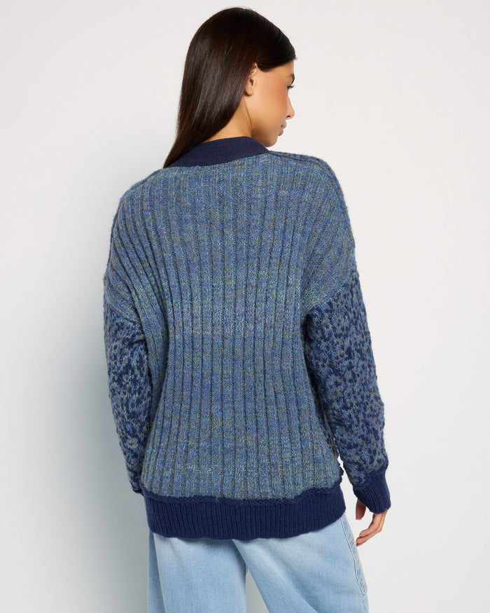 Mariner Midnight $|& SEAS Gemini V-Neck Cardigan - SOF Back