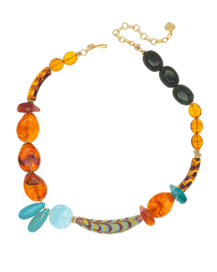Turquoise Mix $|& Nakamol Gemstone and Resin Statement Collar Necklace - VOF Detail