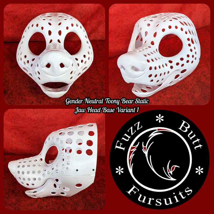 Gender Neutral Toony Bear Static Jaw Head Base Variant 1