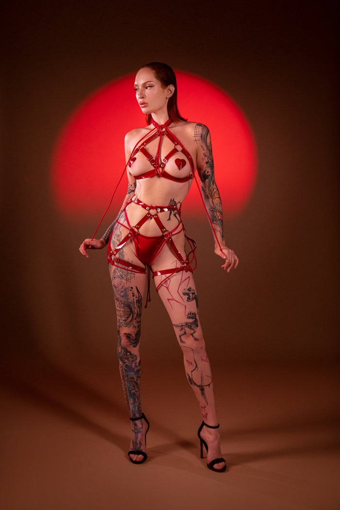 Geoma Shibari Red halter bra by Secret Room