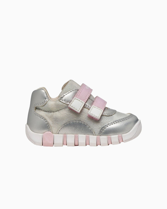 Geox Trainers Geox Iupidoo Baby Girl Trainers in Silver/Pink