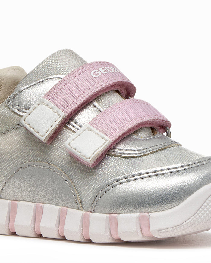Geox Trainers Geox Iupidoo Baby Girl Trainers in Silver/Pink