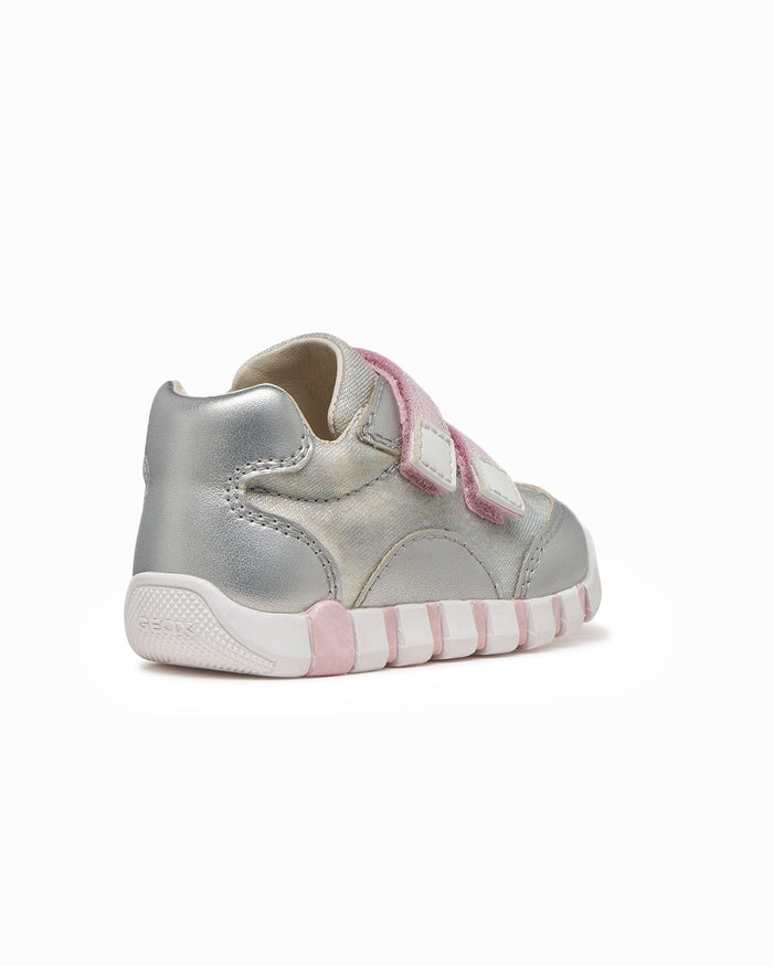 Geox Trainers Geox Iupidoo Baby Girl Trainers in Silver/Pink