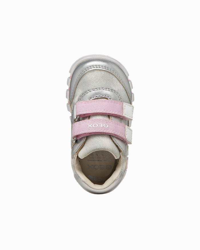Geox Trainers Geox Iupidoo Baby Girl Trainers in Silver/Pink