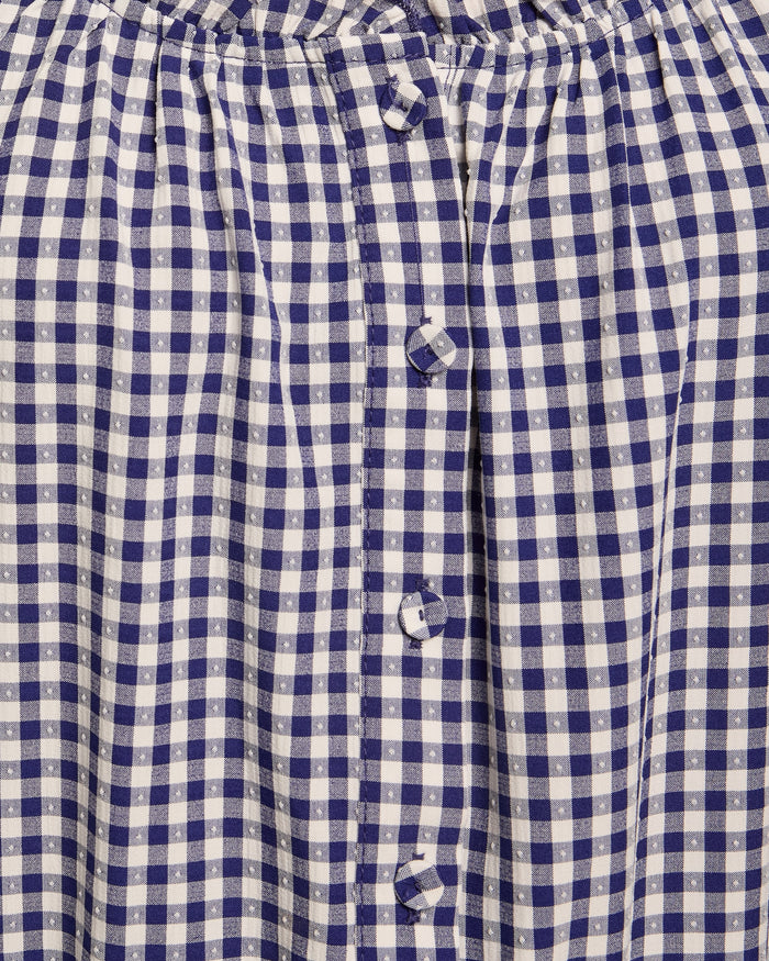 Navy/White $|& Skies Are Blue Gingham Button Top - SOF Full Front