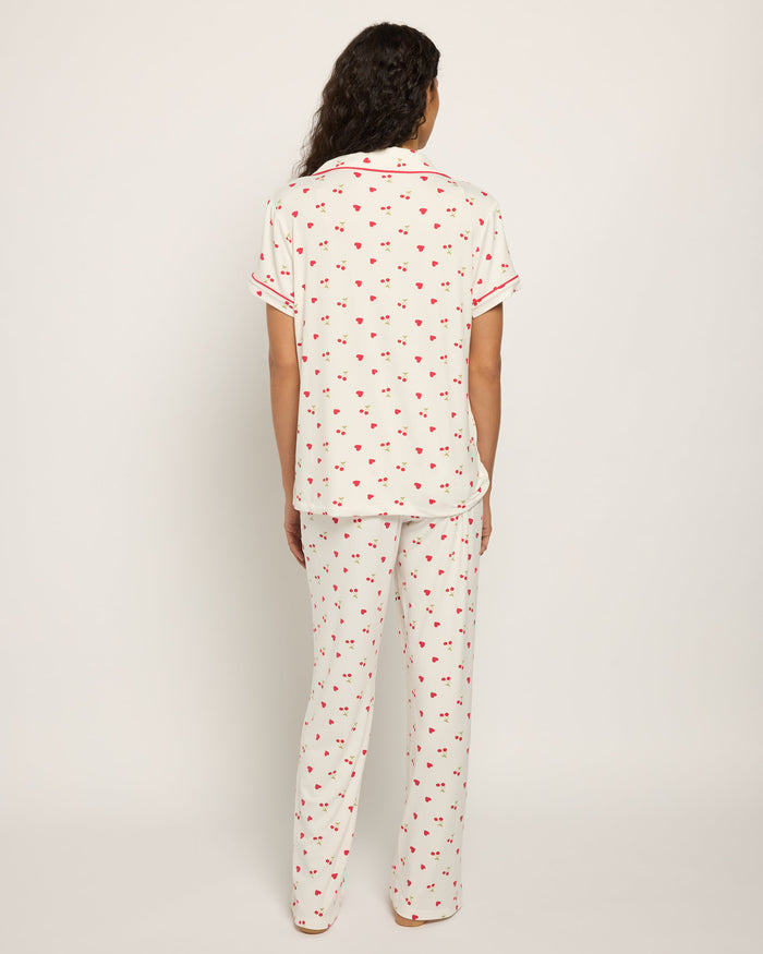White Cherries N Hearts $|& Tart Intimates/Lemon Tart Ginnie Printed PJ Pant Set - SOF Back
