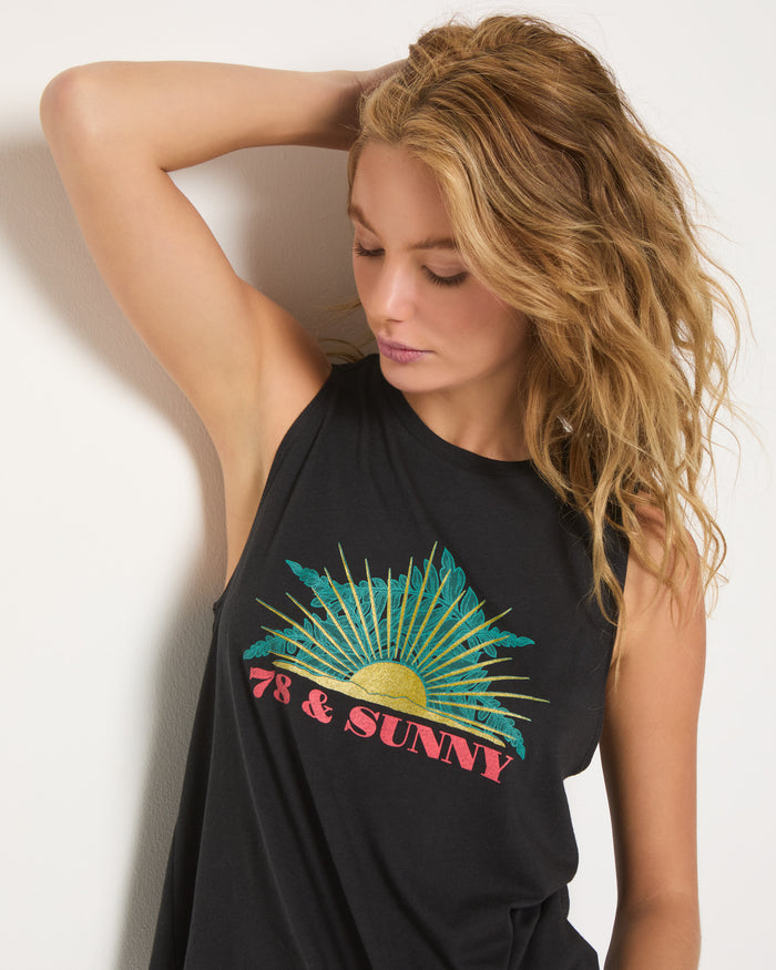 Black $|& SEAS Grace 78&Sunny Muscle Tank - SOF Full Front