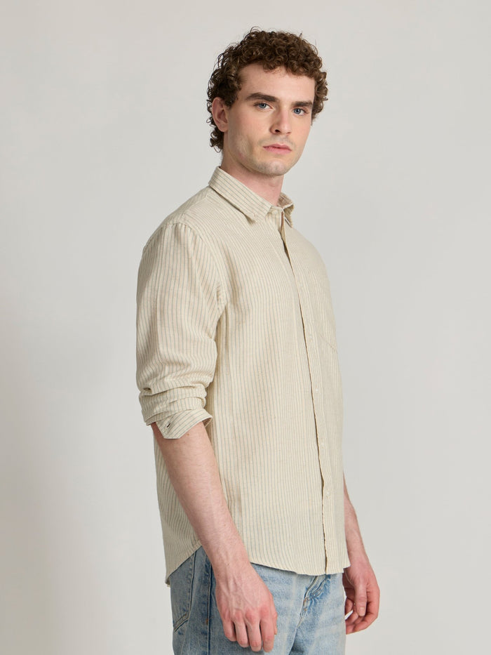 men wearing Green Striped Shirt