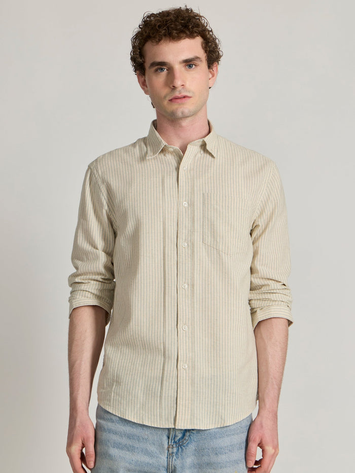 men wearing Green Striped Shirt