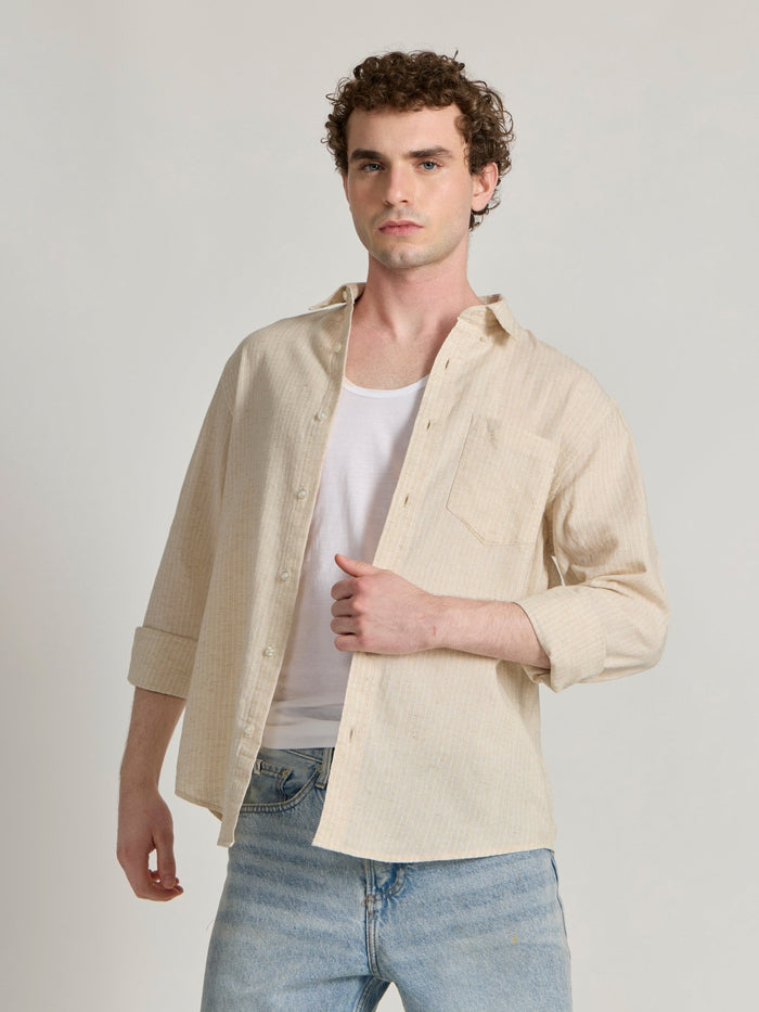 men wearing white Striped Shirt