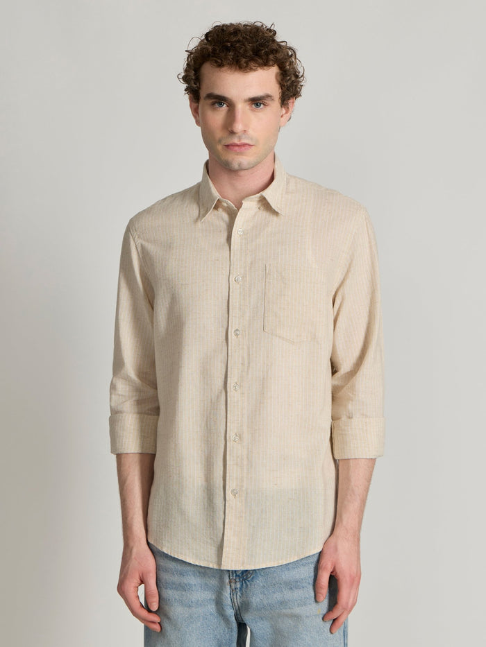 men wearing white Striped Shirt